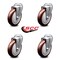 Service Caster 5 Inch Maroon Polyurethane Wheel Swivel Bolt Hole Caster Set SCC-BH20S514-PPUB-MRN-4 - alternate 4